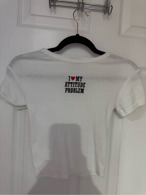 RSQ White Short-Sleeve Tee with 'I ♥ My Attitude Problem' Graphic